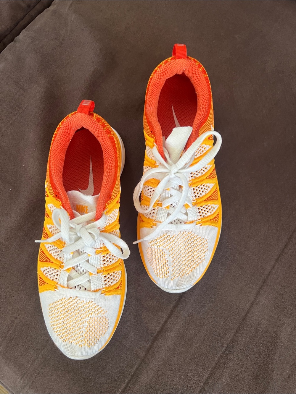 Nike Orange and White Women's Knit Athletic Sneakers - Picture 1 of 5